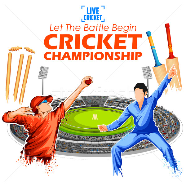 Batsman and bowler playing cricket championship sports Stock photo © vectomart