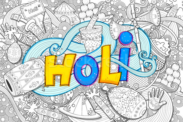 Happy Holi Doodle Background for Festival of Colors celebration greetings Stock photo © vectomart