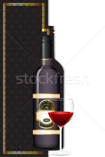 Drinken menu illustratie kaart wijnglas fles Stockfoto © vectomart