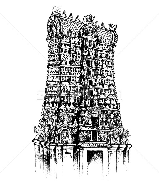 Templom illusztráció kő építészet Isten szobor Stock fotó © vectomart