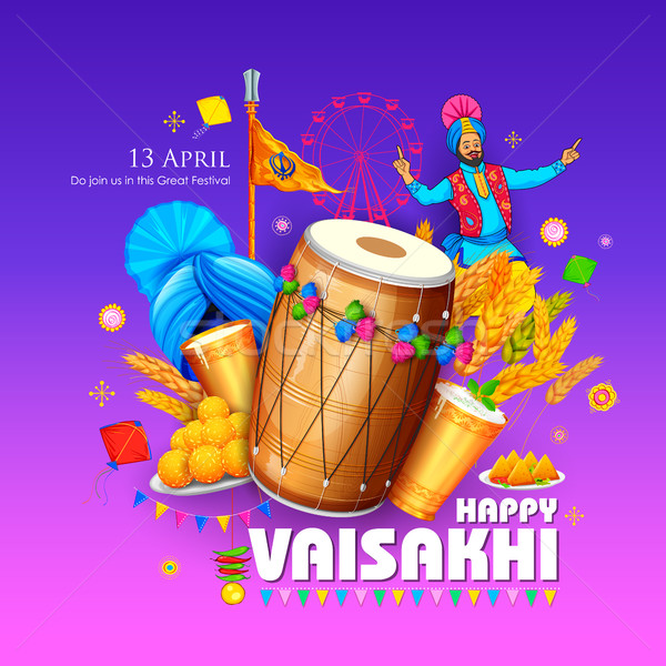 Happy Vaisakhi Punjabi festival celebration background Stock photo © vectomart