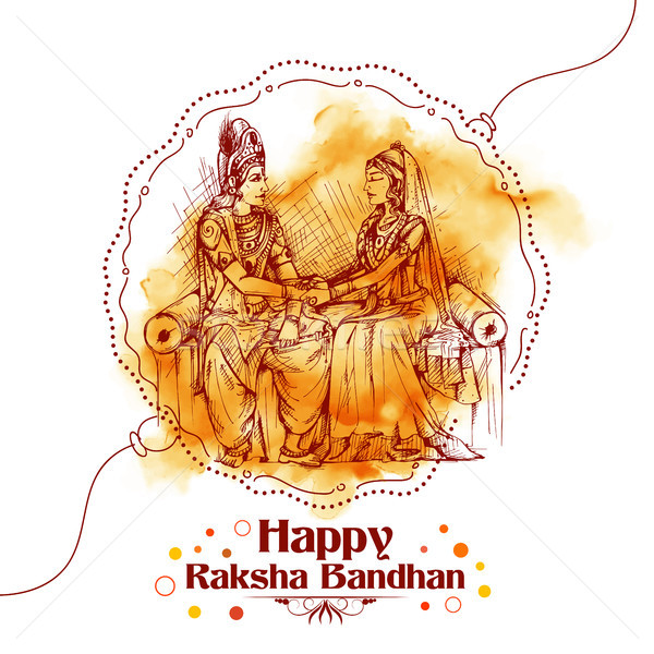Subhadra tying Rakhi to Krishna on Raksha Bandhan Stock photo © vectomart
