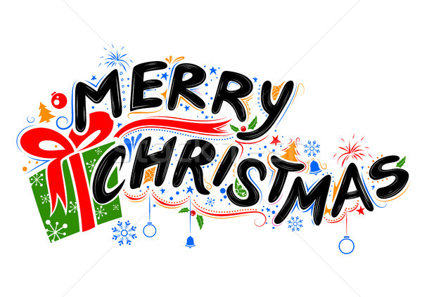 Merry Christmas Lettering Design Set typography style greeting background Stock photo © vectomart