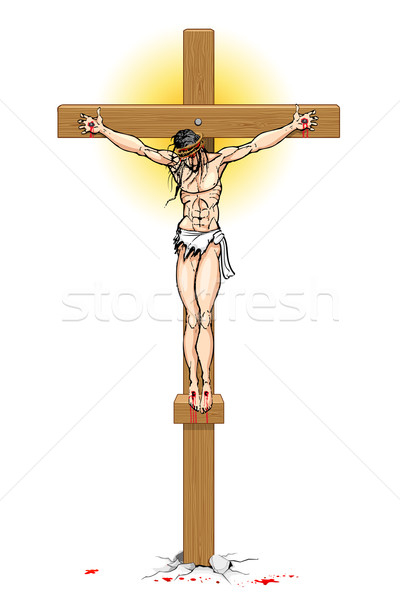 Foto d'archivio: Gesù · cross · illustrazione · Cristo · bianco · luce