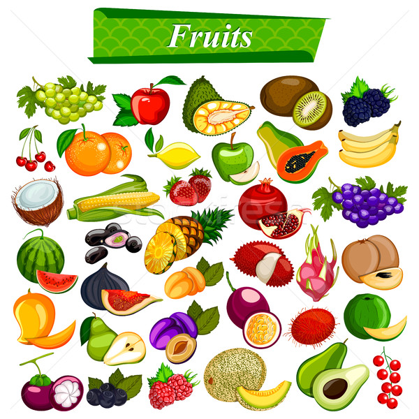 Frischen nahrhaft Obst Set Apfel orange Stock foto © vectomart