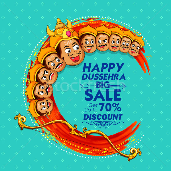 Raavana with ten heads for sale promotion of Navratri Dussehra festival of India poster Stock photo © vectomart