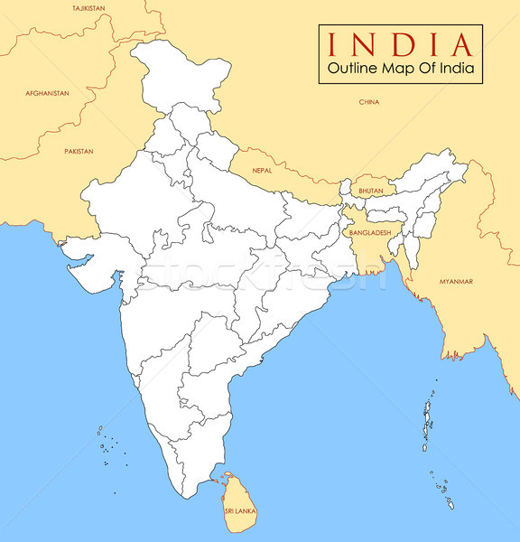Részletes térkép India Ázsia összes vidék Stock fotó © vectomart
