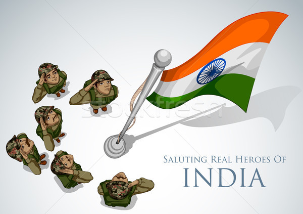 印度 軍隊 印度 自豪 插圖 男子 商業照片 © vectomart