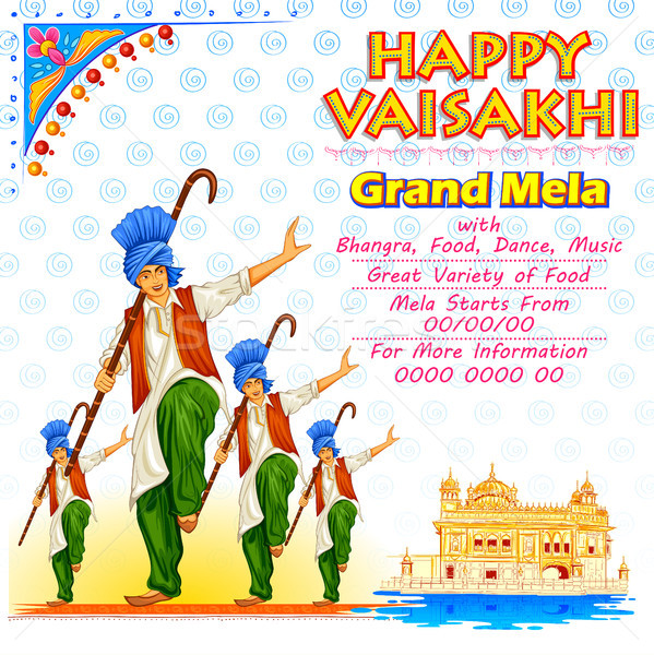 Happy Vaisakhi Punjabi spring harvest festival of Sikh celebration background Stock photo © vectomart
