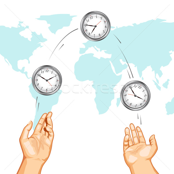 Hand Juggling Clock showing International Times Stock photo © vectomart