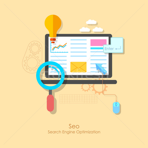 Imagine de stoc: Seo · ilustrare · calculator · proiect · web · comunicare