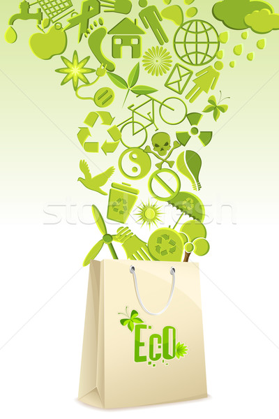 Reciclaţi ilustrare afara pungă de cumpărături copac primăvară Imagine de stoc © vectomart