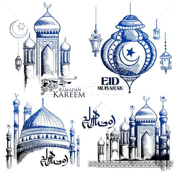 Ramadan generos limba arabă moschee ilustrare Imagine de stoc © vectomart