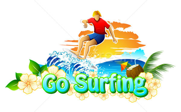 Surfen Kampagne Illustration Surfer Meer Strand Stock foto © vectomart