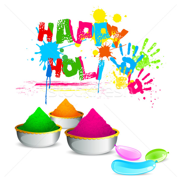 Bowl full of colorful Gulal for Holi background Stock photo © vectomart
