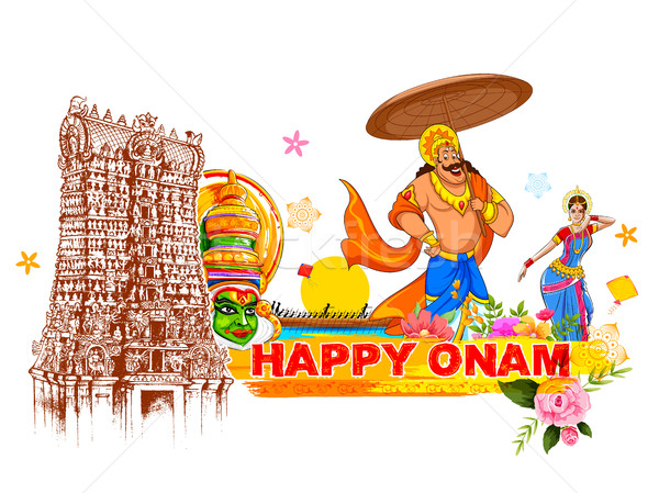 King Mahabali in Onam background showing culture of Kerala Stock photo © vectomart