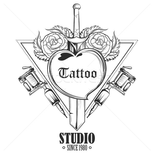 Stockfoto: Tattoo · kunst · ontwerp · bloem · machine · illustratie