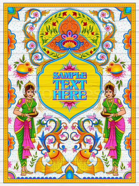 Colorful Welcome banner in truck art kitsch style of India Stock photo © vectomart
