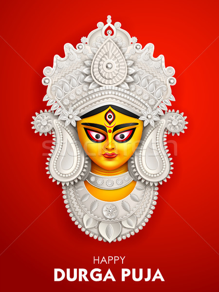 Goddess Durga Face in Happy Durga Puja Subh Navratri background Stock photo © vectomart