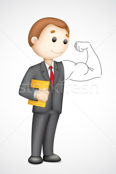 Zakenman tonen biceps illustratie 3D vector Stockfoto © vectomart