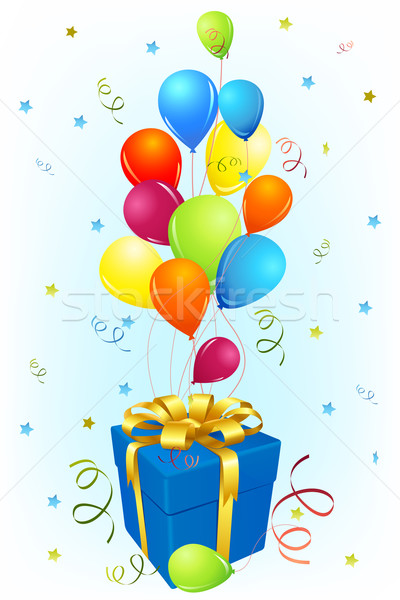 Birthday Card with Gift and Balloon Stock photo © vectomart