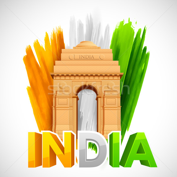 India Gate with Tricolor grungy background Stock photo © vectomart