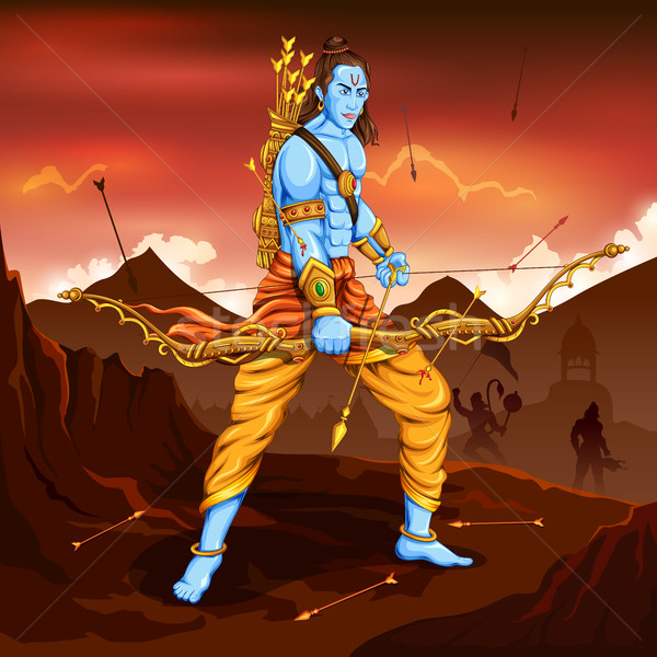 Lord Rama with arrow killing Ravana Stock photo © vectomart