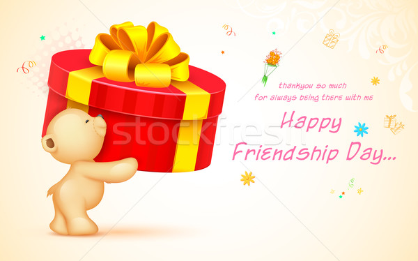 Gelukkig vriendschap dag illustratie cute teddybeer Stockfoto © vectomart