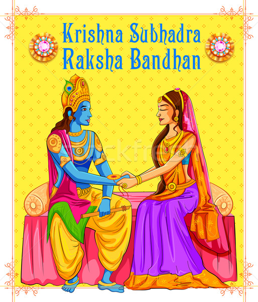 Subhadra tying Rakhi to Krishna on Raksha Bandhan Stock photo © vectomart