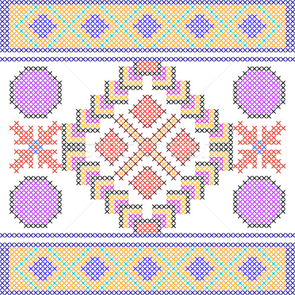 Cross Stitch Embroidery Geometrical design for seamless pattern texture Stock photo © vectomart
