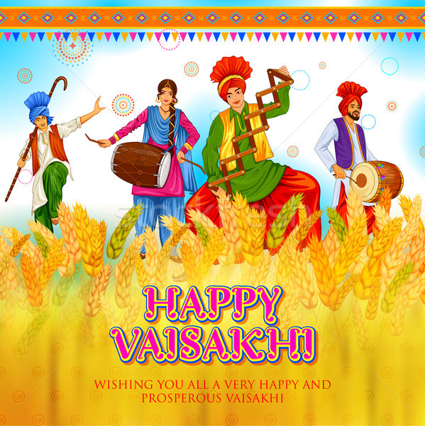 Happy Vaisakhi Punjabi spring harvest festival of Sikh celebration background Stock photo © vectomart