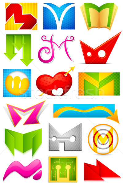 Különböző ikon ábécé illusztráció szett színes Stock fotó © vectomart