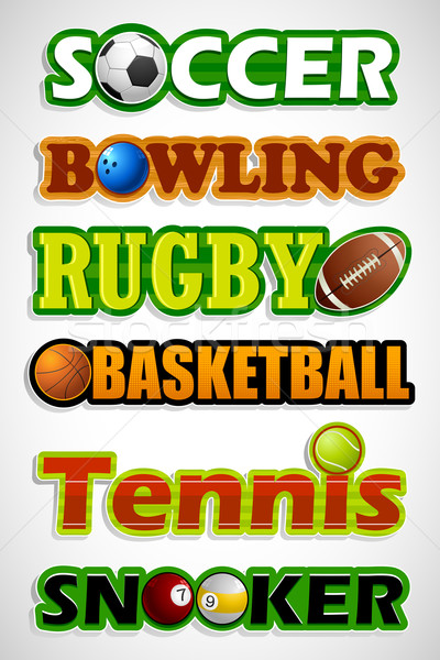 спортивных наклейку иллюстрация различный мяча весело Сток-фото © vectomart