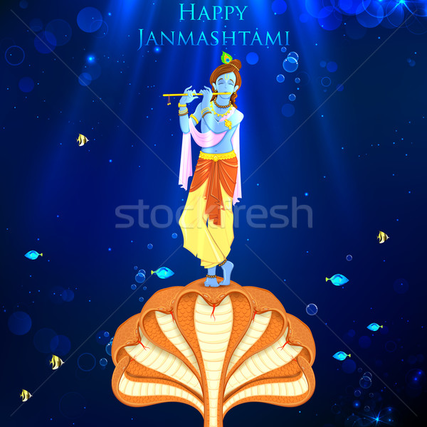 Krishna dança ilustração adorar serpente papel de parede Foto stock © vectomart