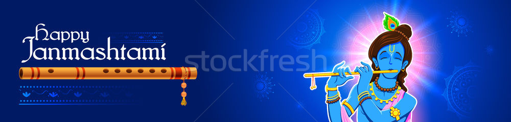 Lord Krishna in Happy Janmashtami festival background of India Stock photo © vectomart