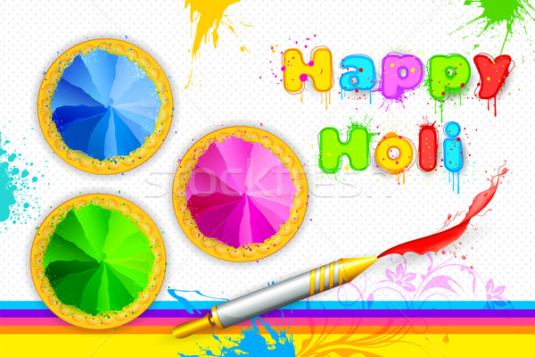 Bowl full of colorful Gulal for Holi background Stock photo © vectomart