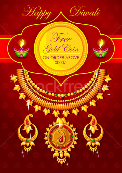 Happy Diwali jewelery promotion background with diya Stock photo © vectomart