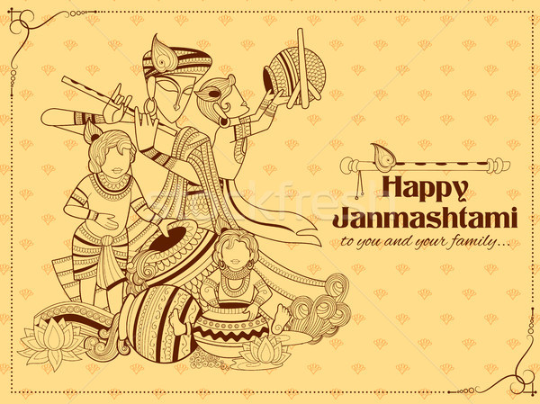 Krishna testo significato felice festival illustrazione Foto d'archivio © vectomart