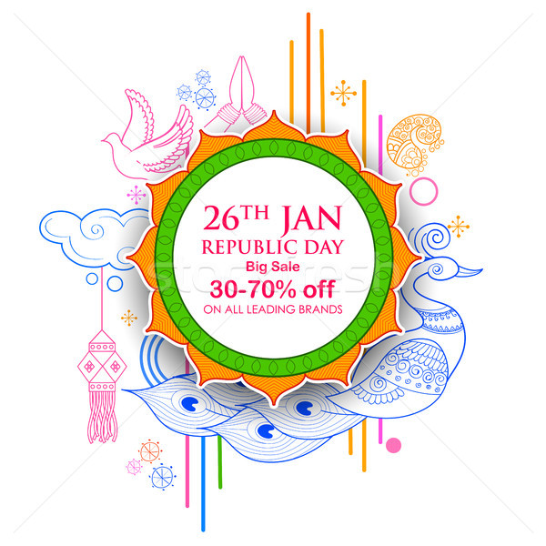 Indian background with tricolor for 26th January Happy Republic Day of India Sale and Promotion Adve Stock photo © vectomart