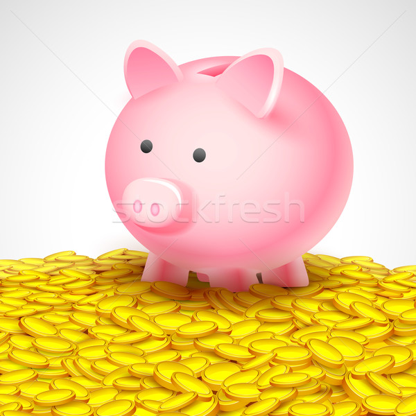 Piggy bank moeda de ouro ilustração moeda queda Foto stock © vectomart