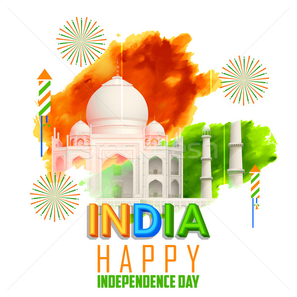 Taj Mahal tricolor Inde grunge illustration design [[stock_photo]] © vectomart