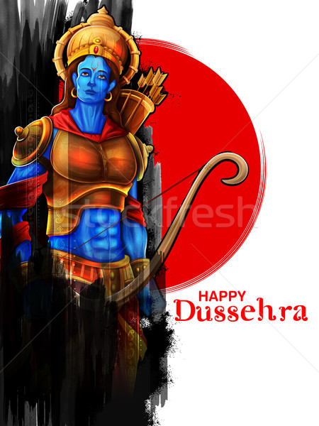 Lord Rama in Navratri festival of India poster for Happy Dussehra Stock photo © vectomart
