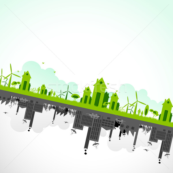 Duurzaamheid aarde illustratie stadsgezicht tonen business Stockfoto © vectomart