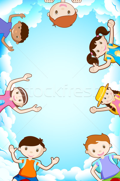 Glücklich Kinder Illustration lächelnd Himmel Hintergrund Stock foto © vectomart