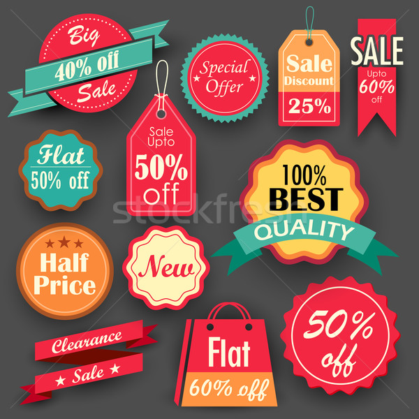 Vásár árengedmény címkék illusztráció különböző stílus Stock fotó © vectomart