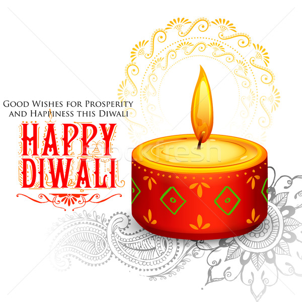 Burning diya on Happy Diwali Holiday background for light festival of India Stock photo © vectomart