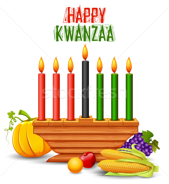 Happy Kwanzaa greetings for celebration of African American holiday festival  harvest Stock photo © vectomart