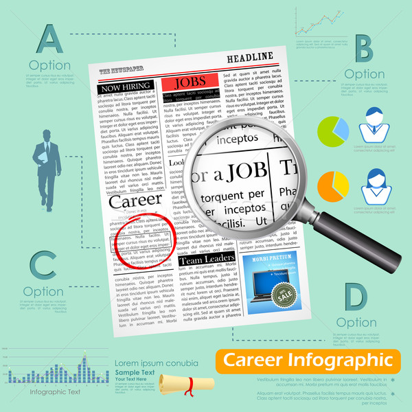 Carrera infografía ilustración búsqueda de empleo hombre noticias Foto stock © vectomart