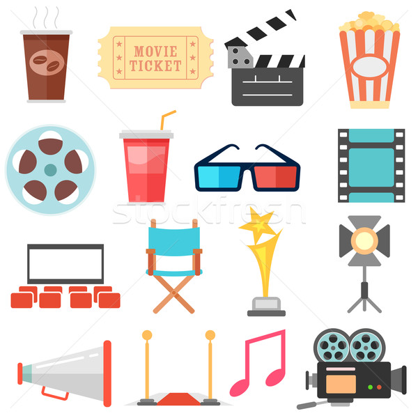 Movie and Film icon set Stock photo © vectomart