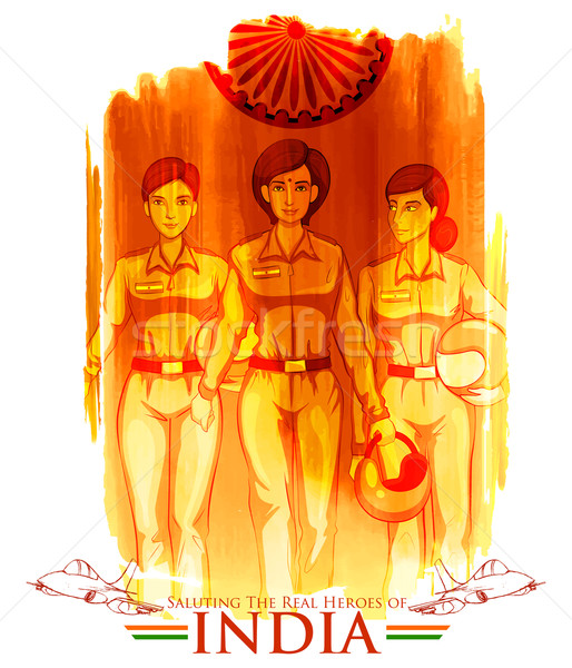 Women pilot on Indian background showing developing India Stock photo © vectomart